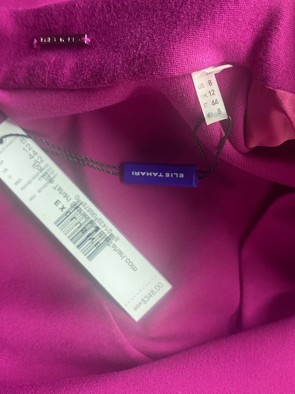 NWT Elie Tahari Ruched Wrap Dress Boysenberry Magenta Size 8 - Picture 8 of 10
